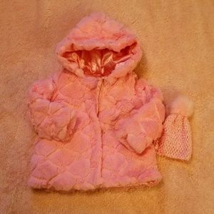 London Fog - Rosette Faux Fur Jacket